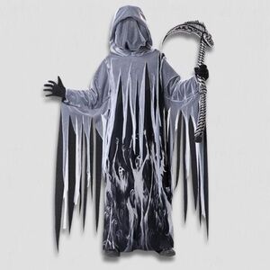 Spirit Ghoul Soul Eater Halloween Costume Tattered Sleeve Black/Grey/White sz S